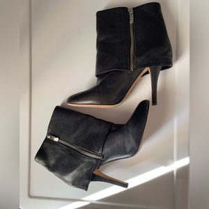 Vince Camuto Black Leather Zip Booties Size 7.5